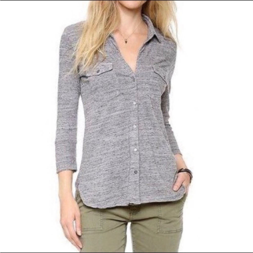 James Perse Gray Button Down Top